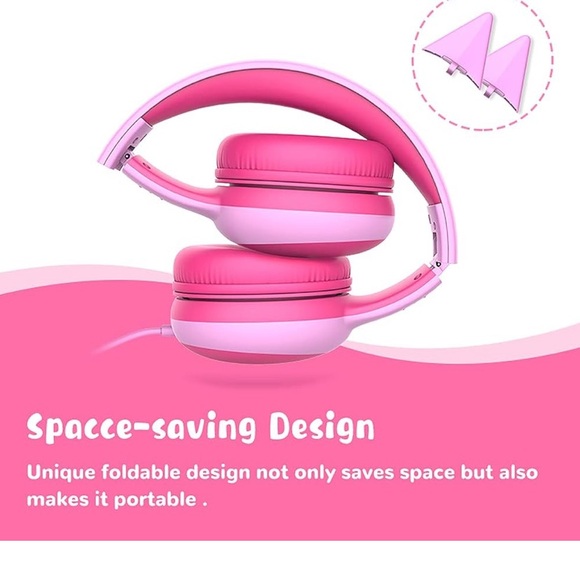 gorsun Kids Headphones with Limited Volume, Children's Headphone Over Ear- pink - Picture 4 of 10